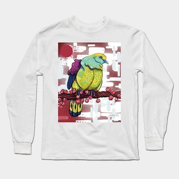 Whistling green pigeon Long Sleeve T-Shirt by RoseDesigns1995